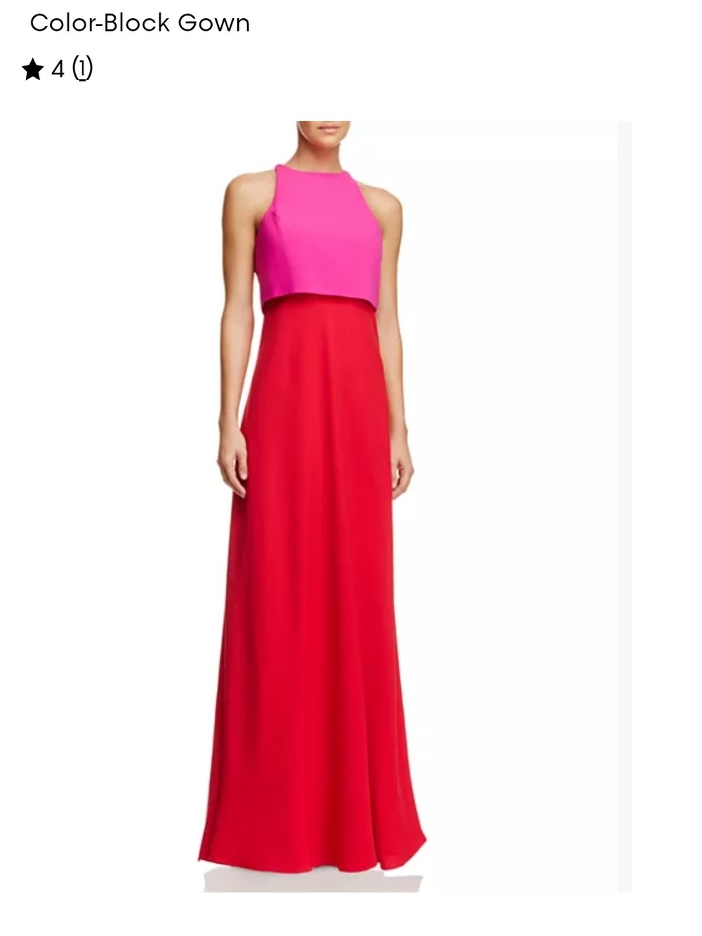 NWT Jill Stuart Color-Block Pink and Red Maxi Gown